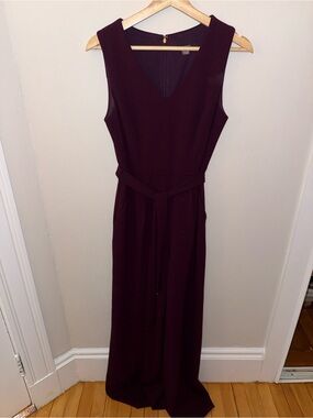 Tommy Hilfiger Sleeveless V-Neck Jumpsuit in Burgundy